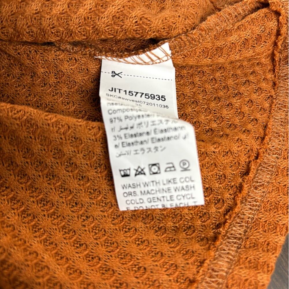 NWT Rust Orange Ribbed Crop Top, Baby Doll, Ruffle Hem Y2K Thin Straps Bella - Picture 5 of 11